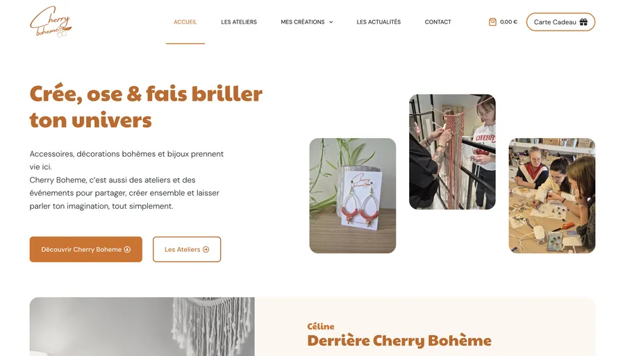 Page d'accueil du site Cherry Bohème