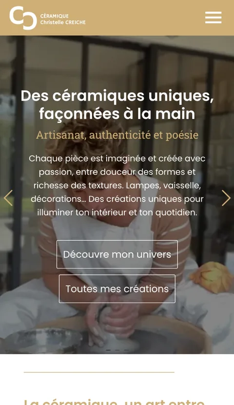 Version mobile du site Christelle Créations Céramique