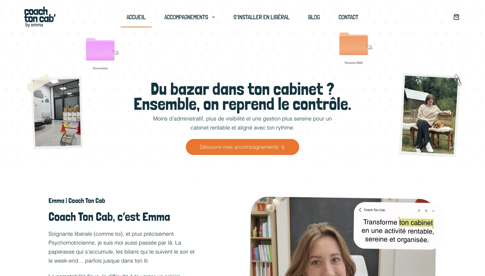 Page d'accueil du site Coach Ton Cab sur ordinateur
