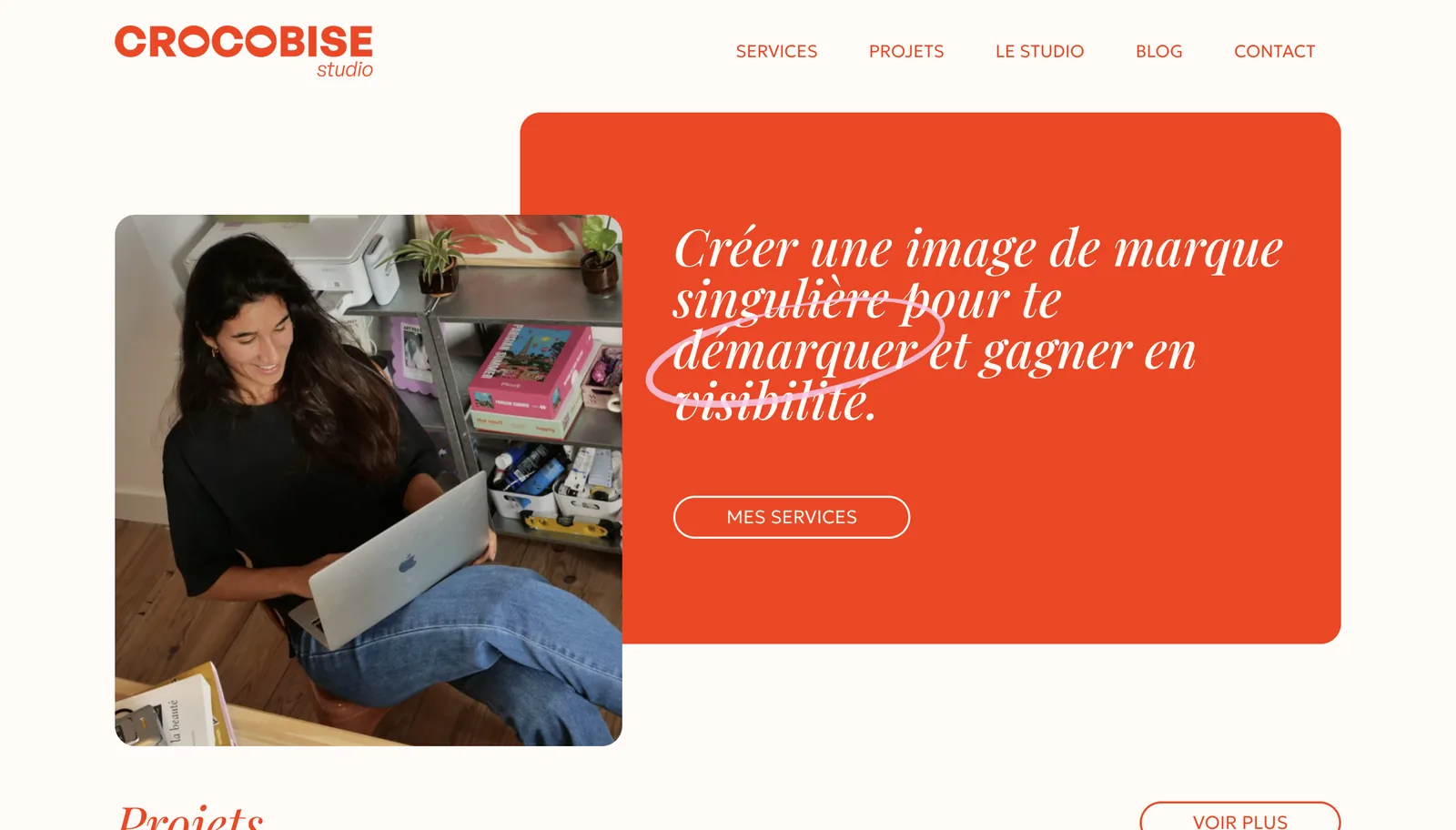 Page d'accueil du site Crocobise Studio sur ordinateur