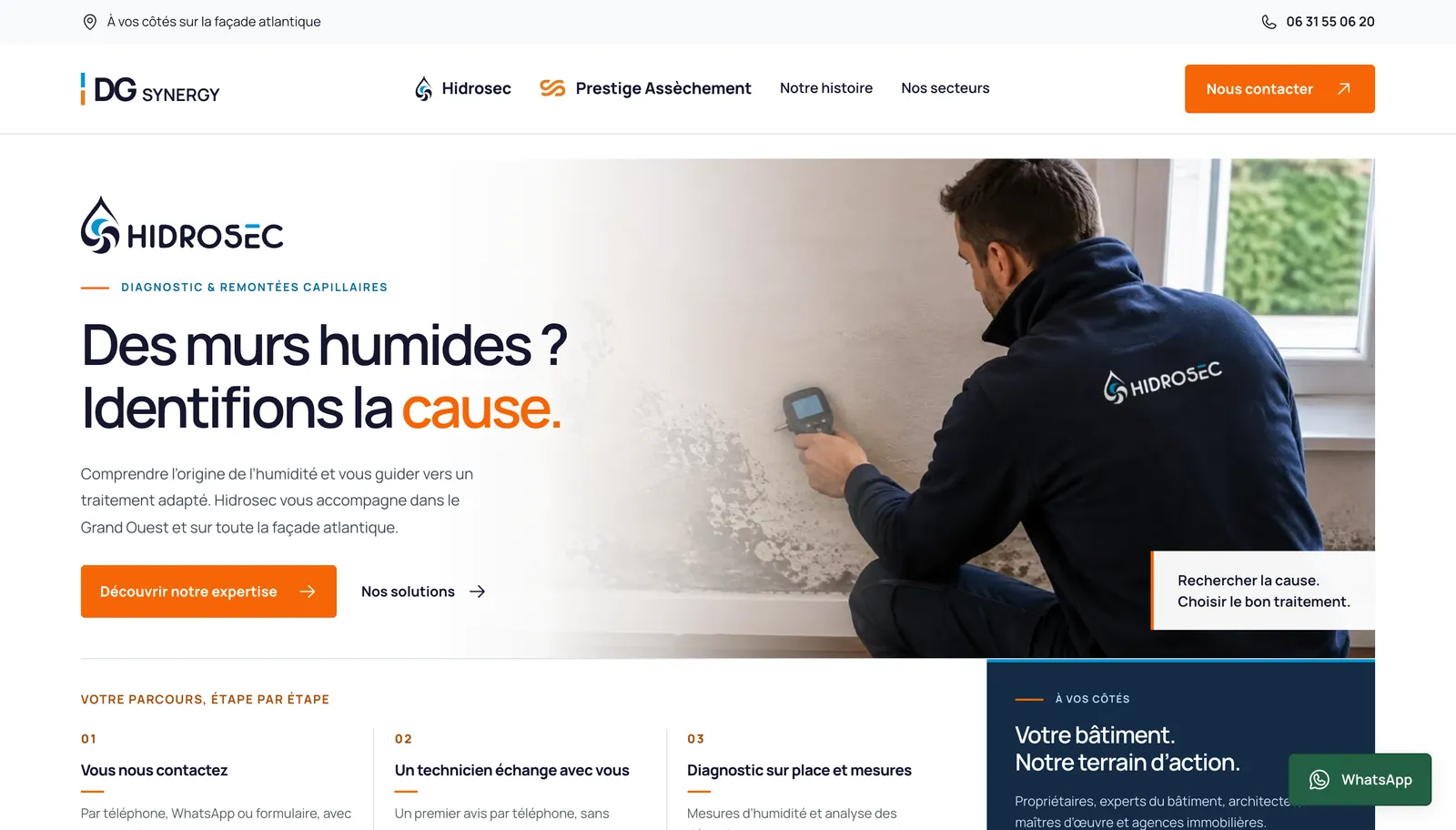 Page d'accueil du site DG SYNERGY sur ordinateur