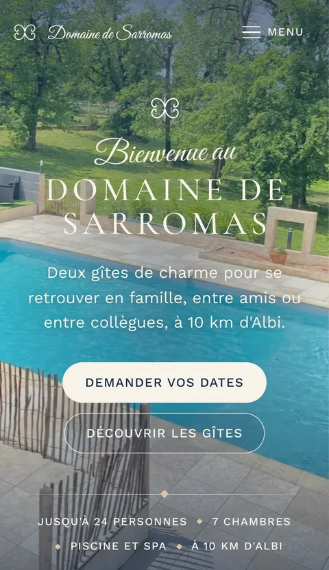 Version mobile du site Domaine de Sarromas