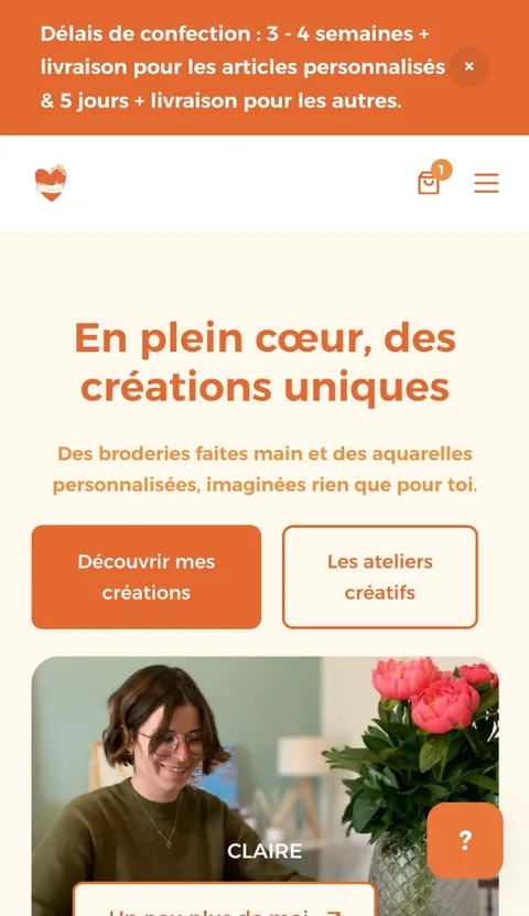 Version mobile du site En Plein Cœur Créations
