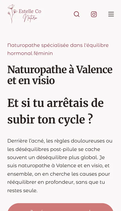 Version mobile du site Estelle Co Naturo