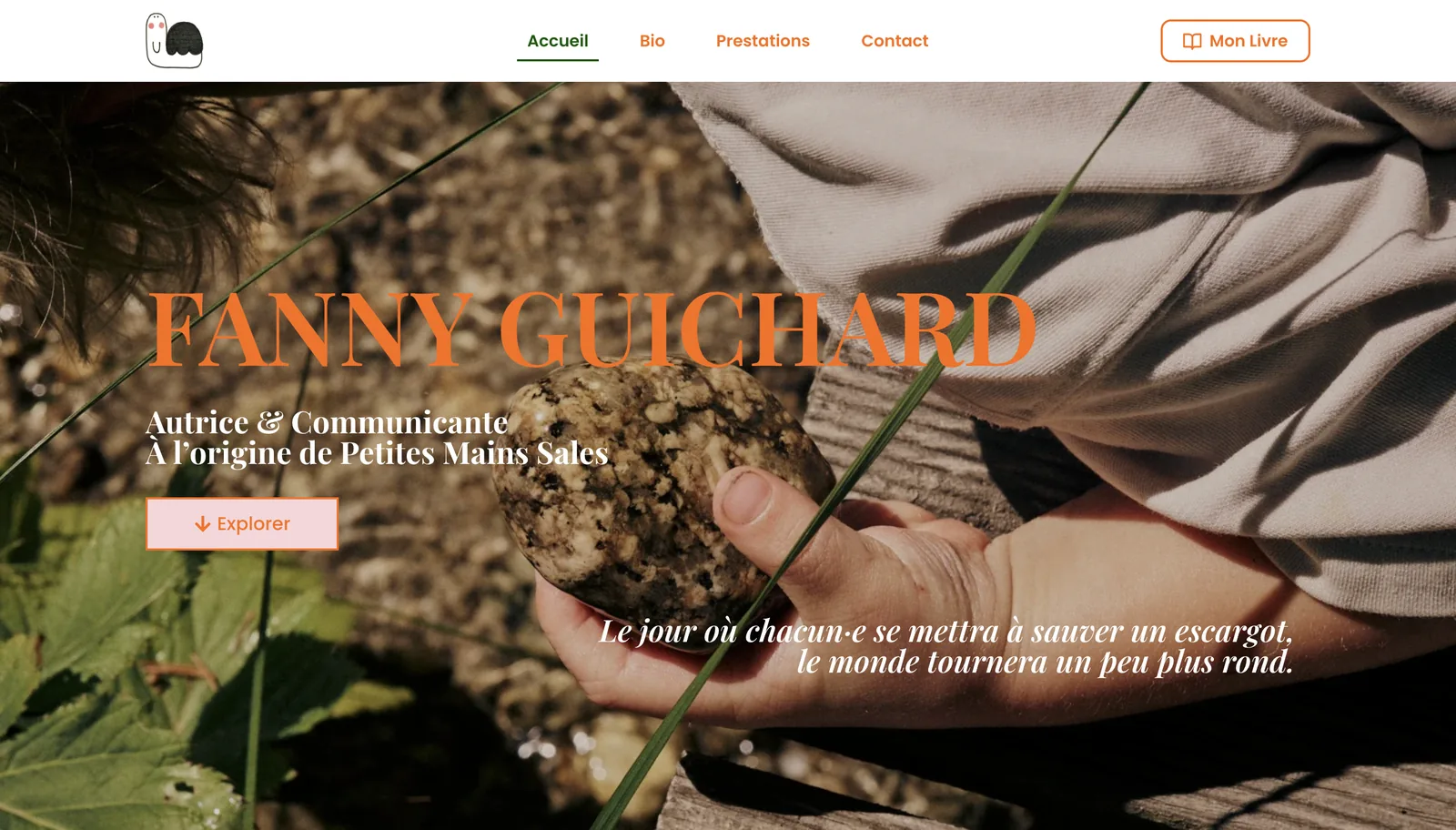 Page d'accueil du site Fanny Guichard sur ordinateur