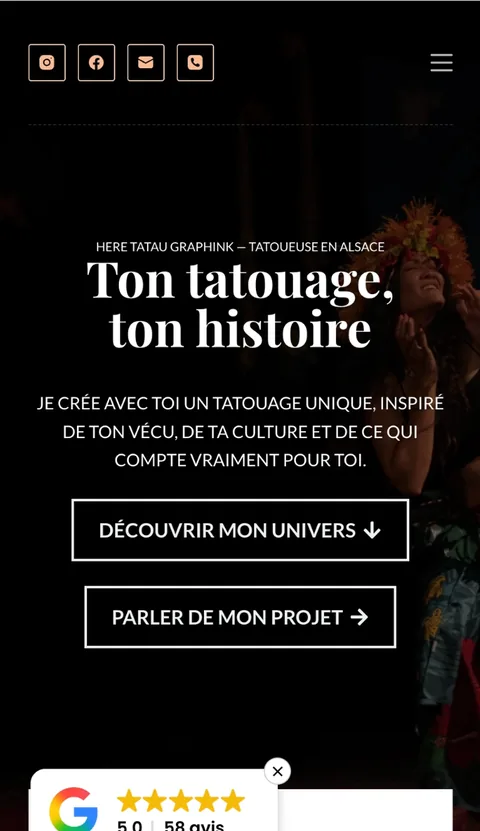 Version mobile du site Here Tatau