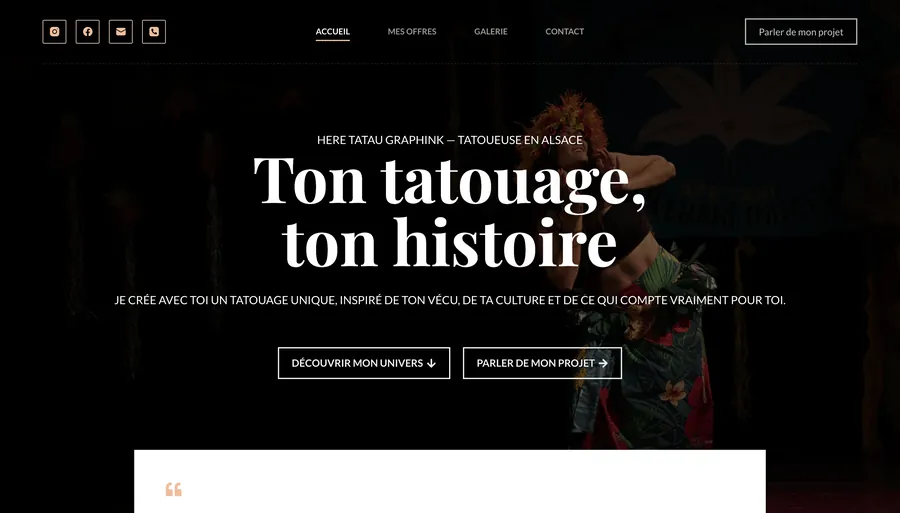 Page d'accueil du site Here Tatau