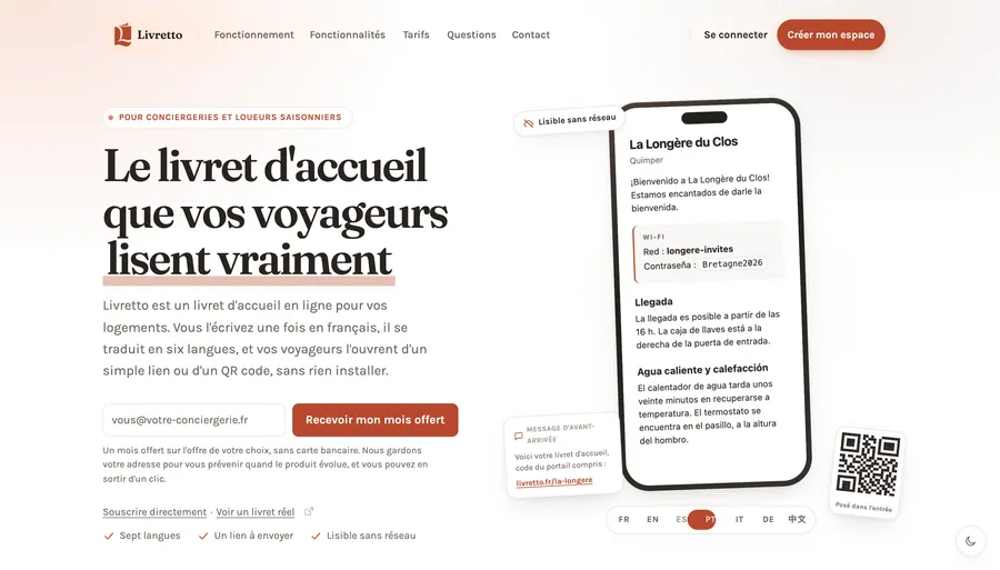 Page d'accueil du site Livretto