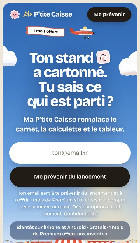Version mobile du site Ma P'tite Caisse
