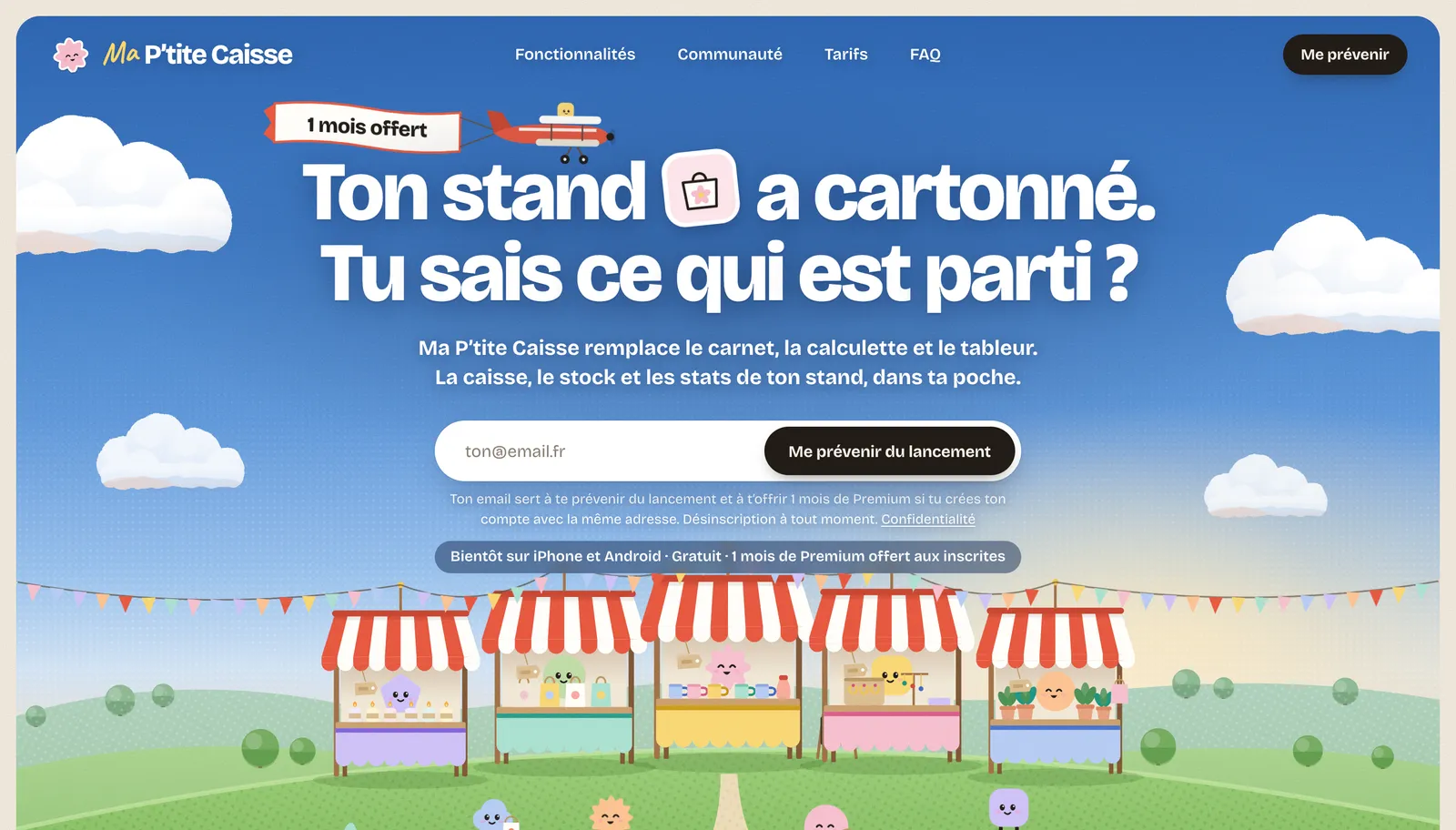 Page d'accueil du site Ma P'tite Caisse sur ordinateur