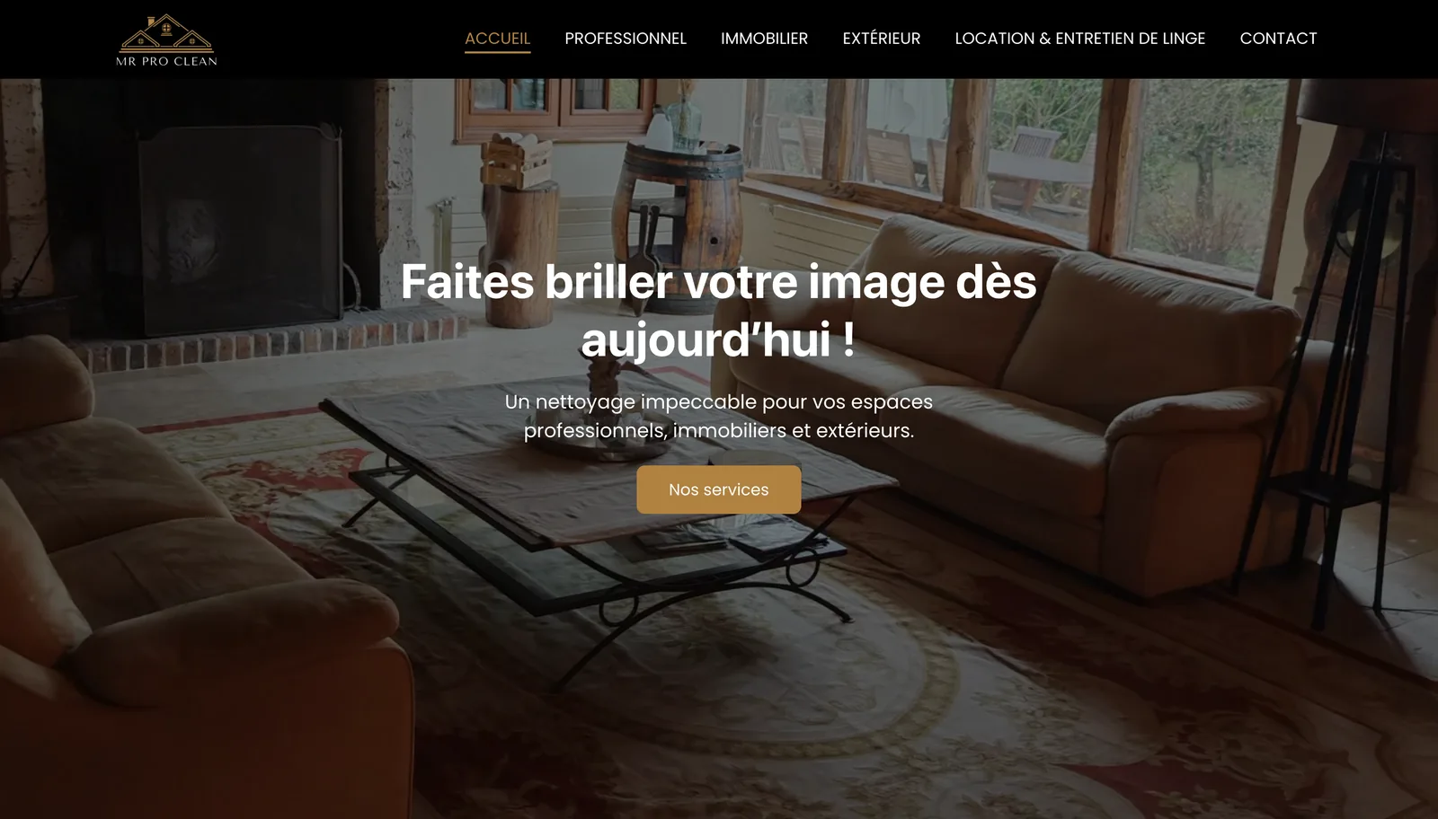 Page d'accueil du site Mr Pro Clean 41 sur ordinateur