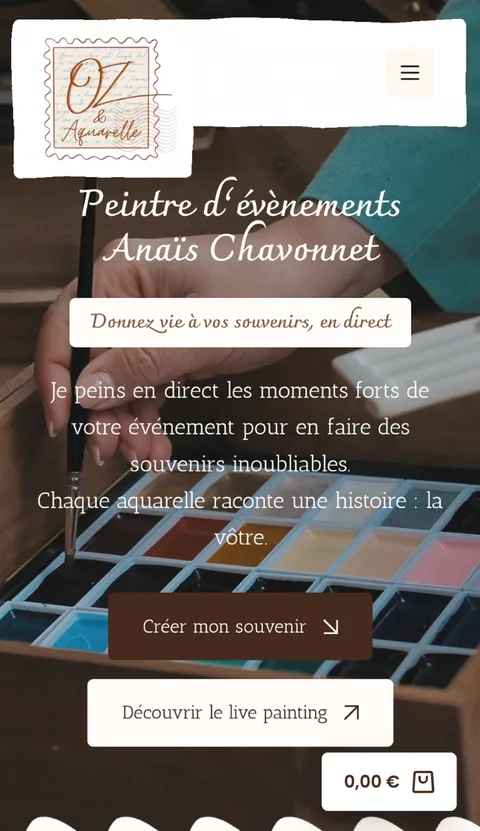 Version mobile du site Oz & Aquarelle