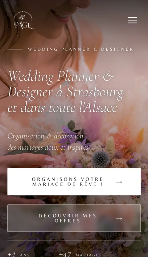 Version mobile du site PAGE Mariage