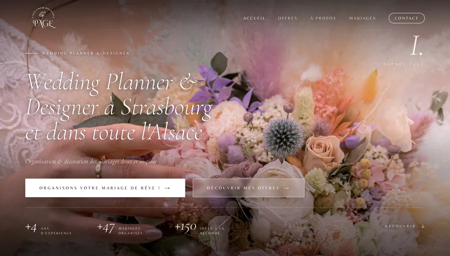 Page d'accueil du site PAGE Mariage