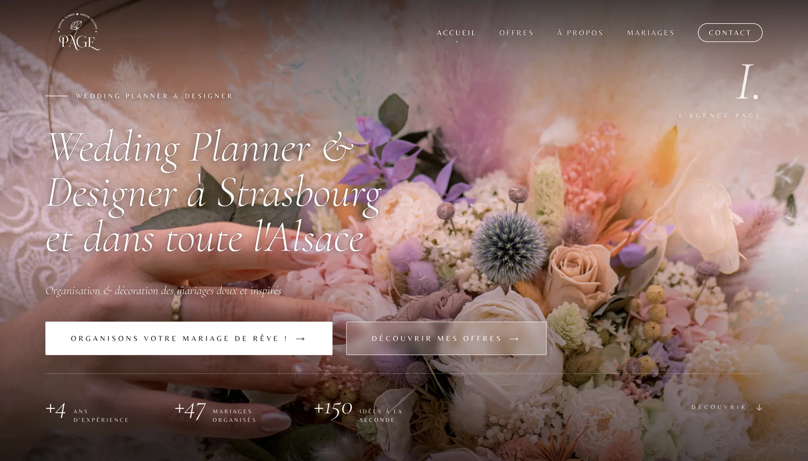 Page d'accueil du site PAGE Mariage sur ordinateur