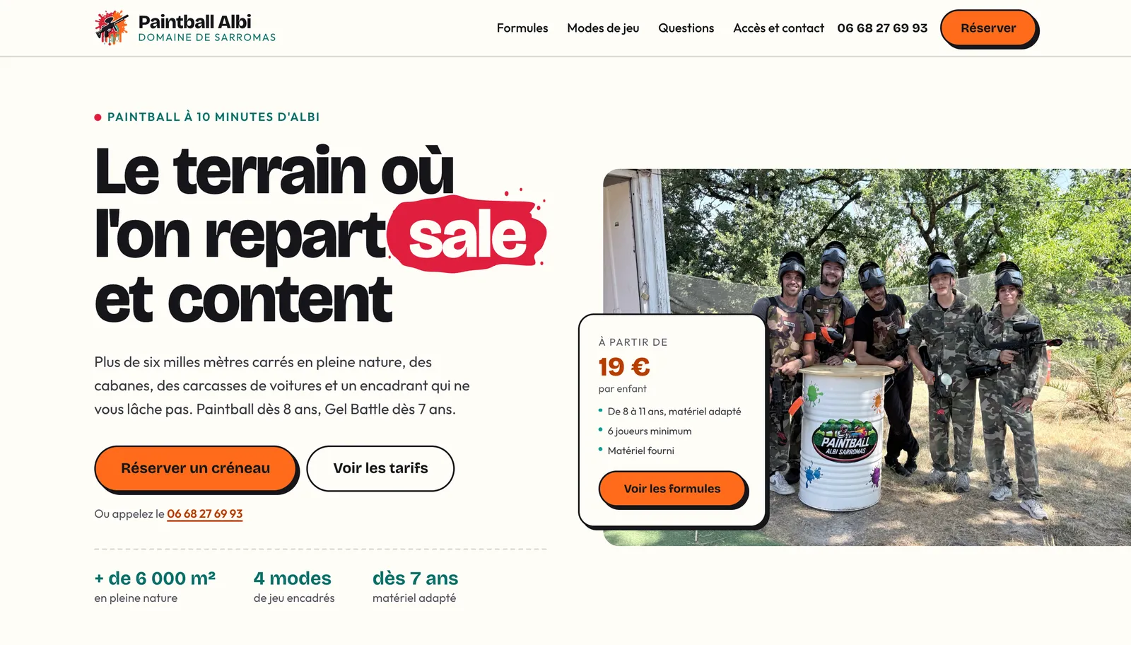 Page d'accueil du site Paintball Albi sur ordinateur
