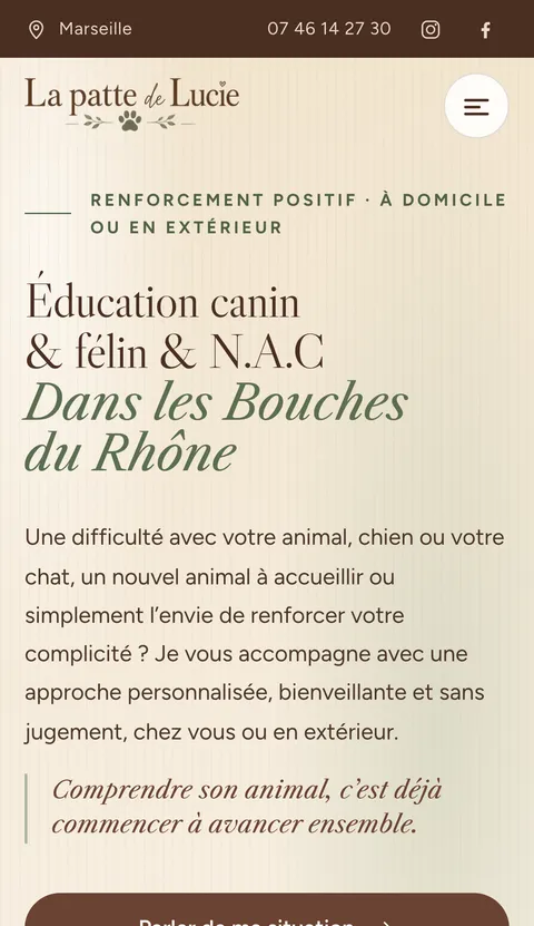 Version mobile du site La Patte de Lucie