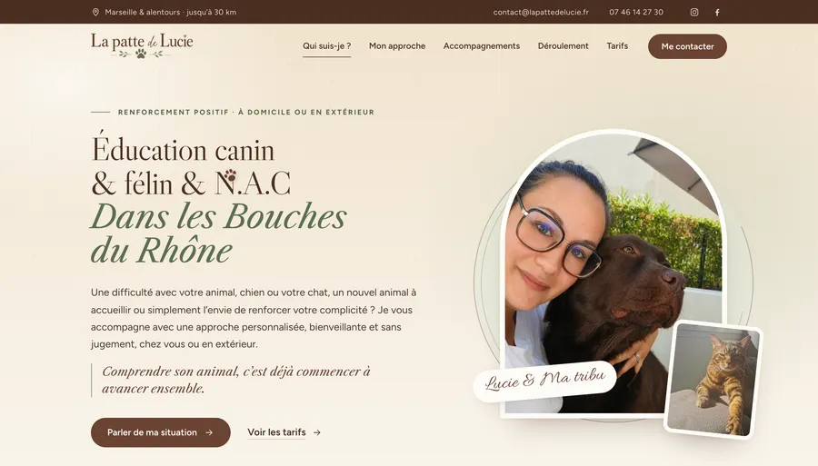 Page d'accueil du site La Patte de Lucie