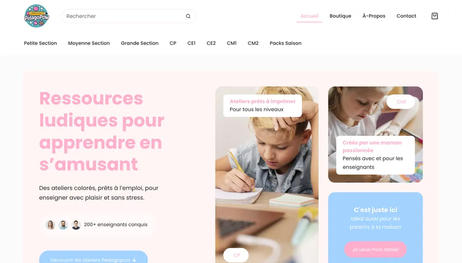 Page d'accueil du site Pedagopow