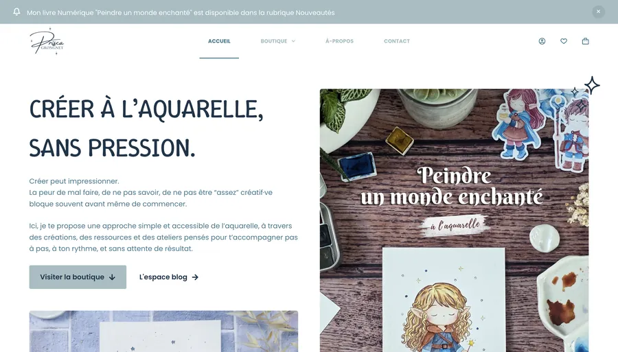 Page d'accueil du site Prisca Grongnet