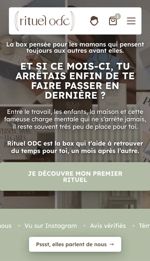 Version mobile du site Rituel ODC