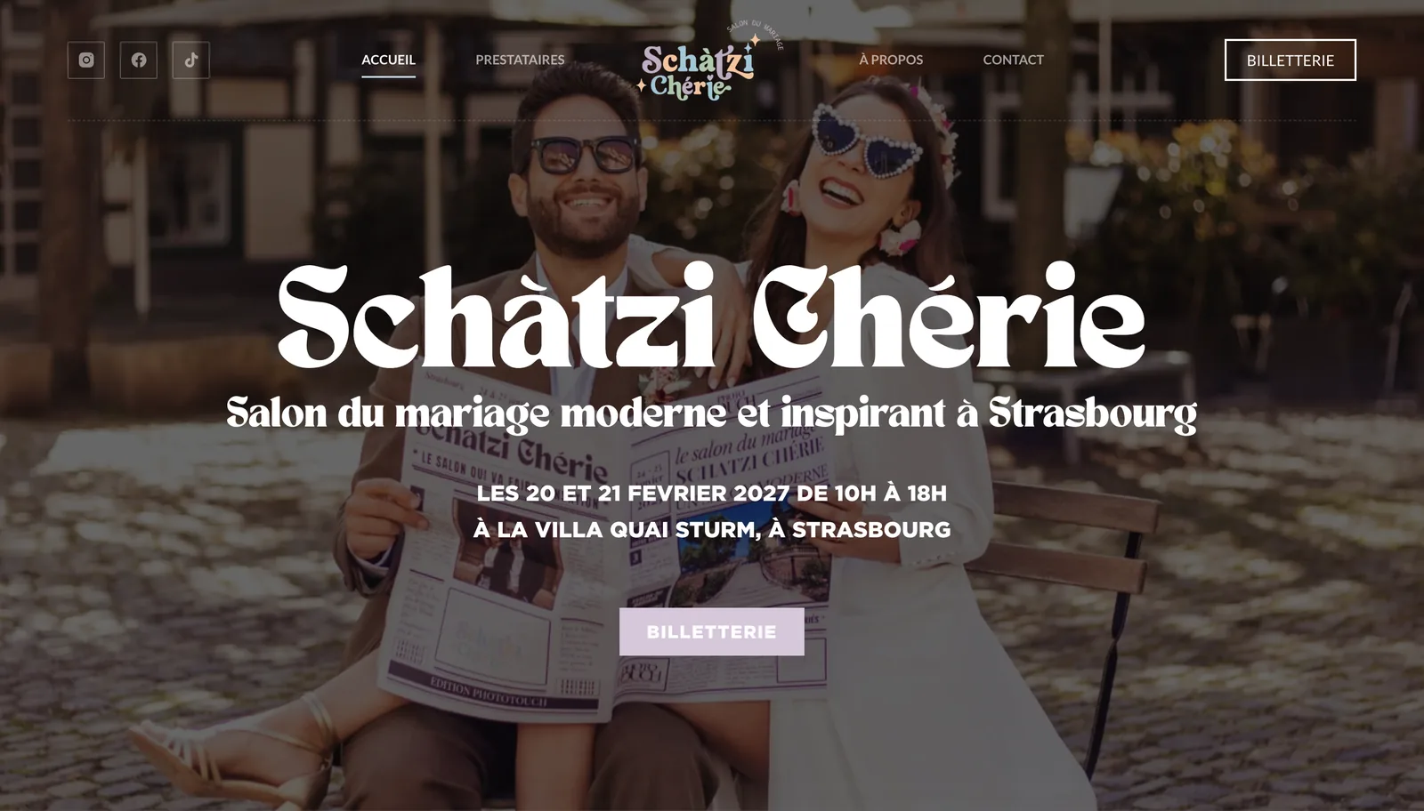 Page d'accueil du site Schàtzi Chérie sur ordinateur