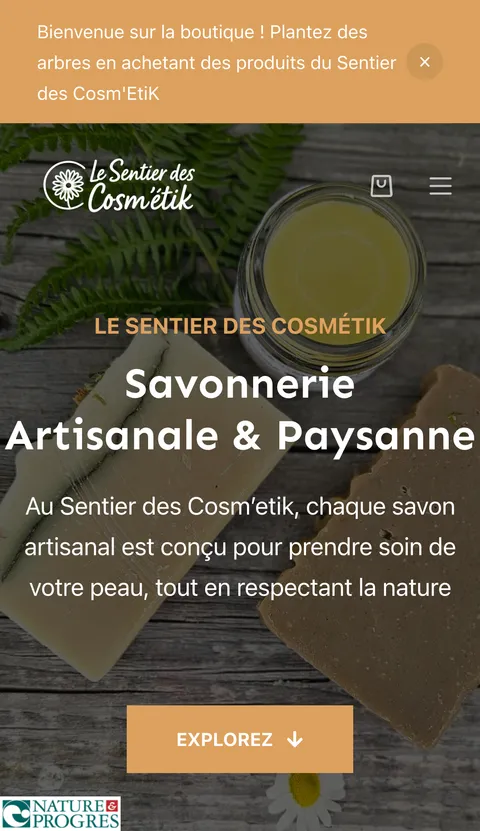 Version mobile du site Le Sentier des Cosm'Etik