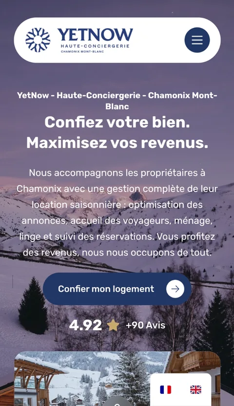 Version mobile du site YetNow