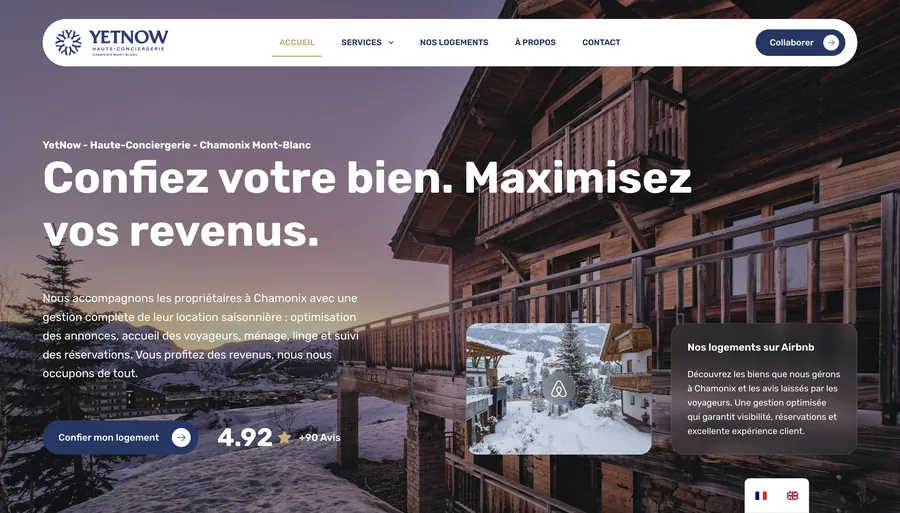 Page d'accueil du site YetNow