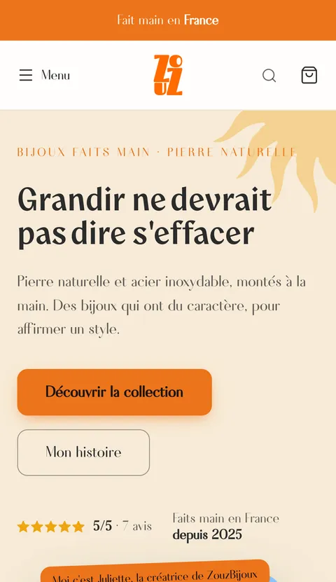 Version mobile du site ZouzBijoux